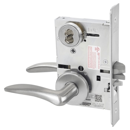 Corbin Russwin Entrance or Office Mortise Lock, DS Lever, A Rose, 6-Pin LFIC Less Core, Satin Chrome ML2051 DSA 626 CL6 RH